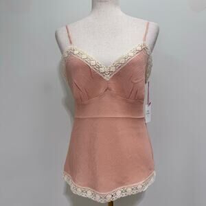 NWT Gold Hawk Silk Lace Cami Tank Top Y2K sz M Peach Coquette Romantic Beach